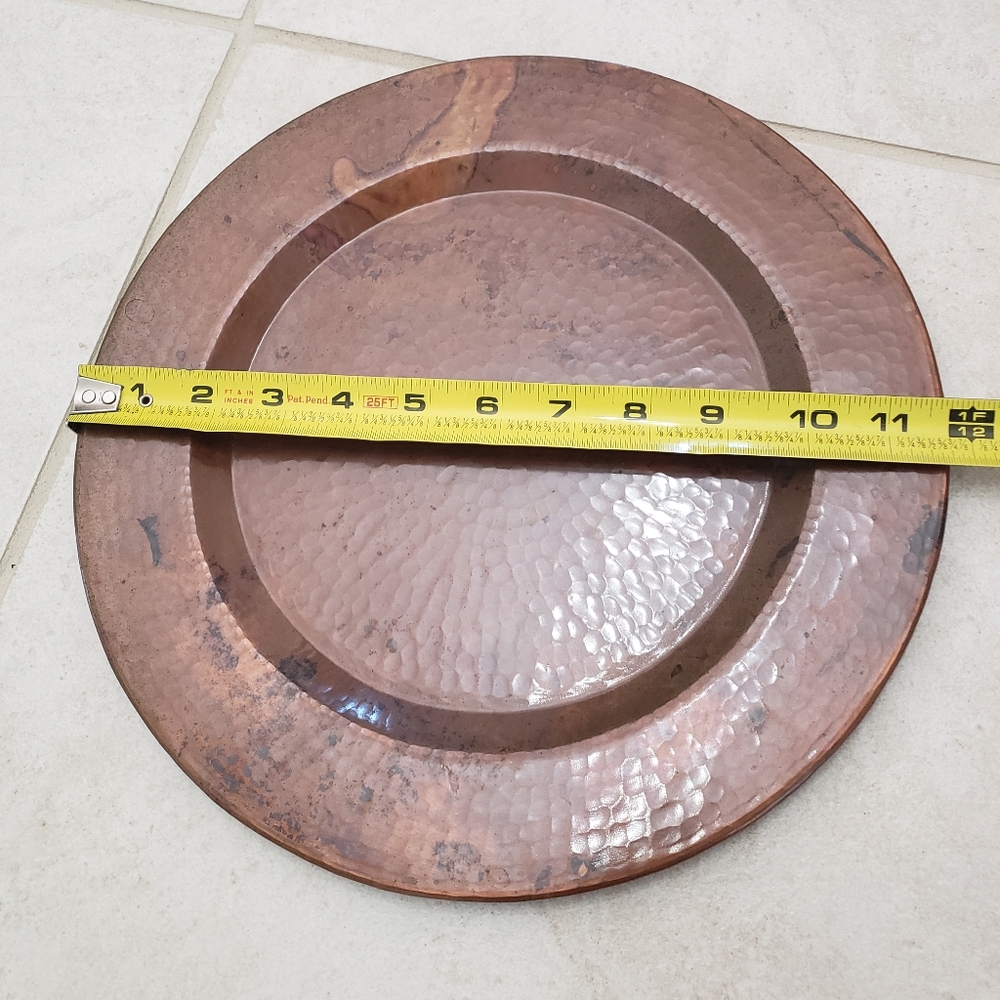 Hammered Copper Plate Charger /  Serving Tray - Picture 3 of 5